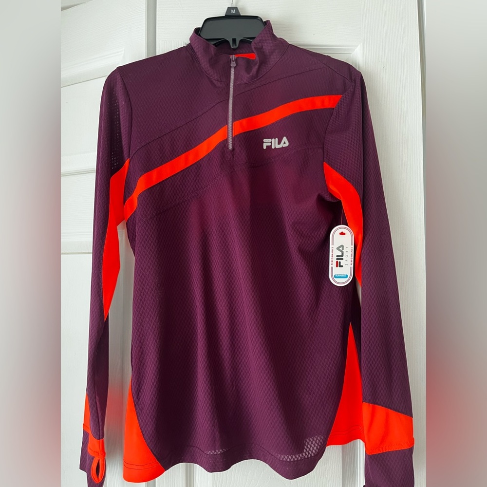 NWT New Fila Running Pullover-Virginia Tech Orange and Maroon colors